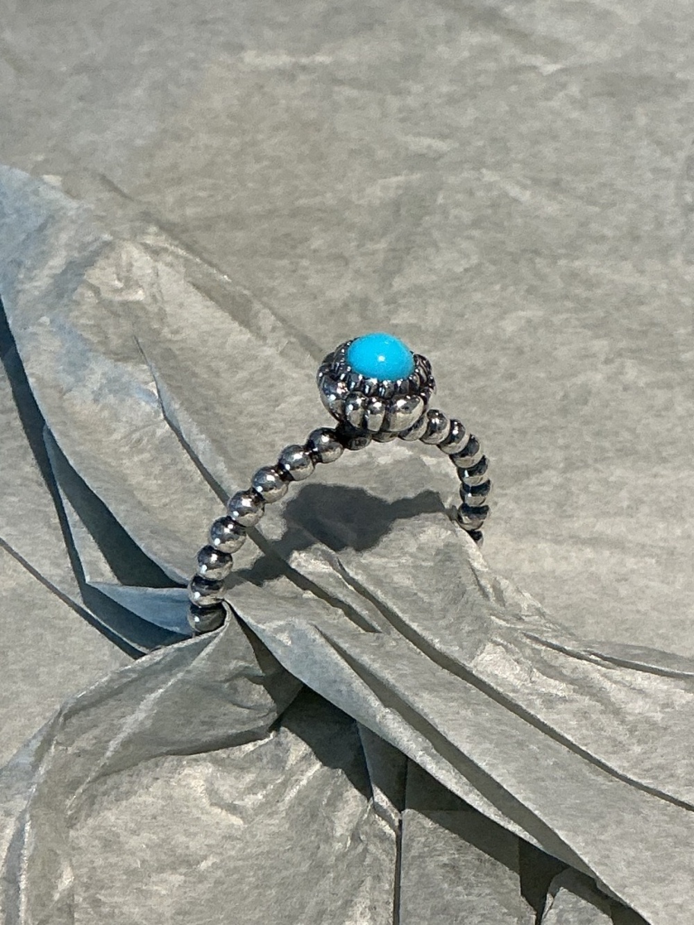 Navajo Sterling Silver Turquoise Ring, Size 9 - Picture 4 of 6